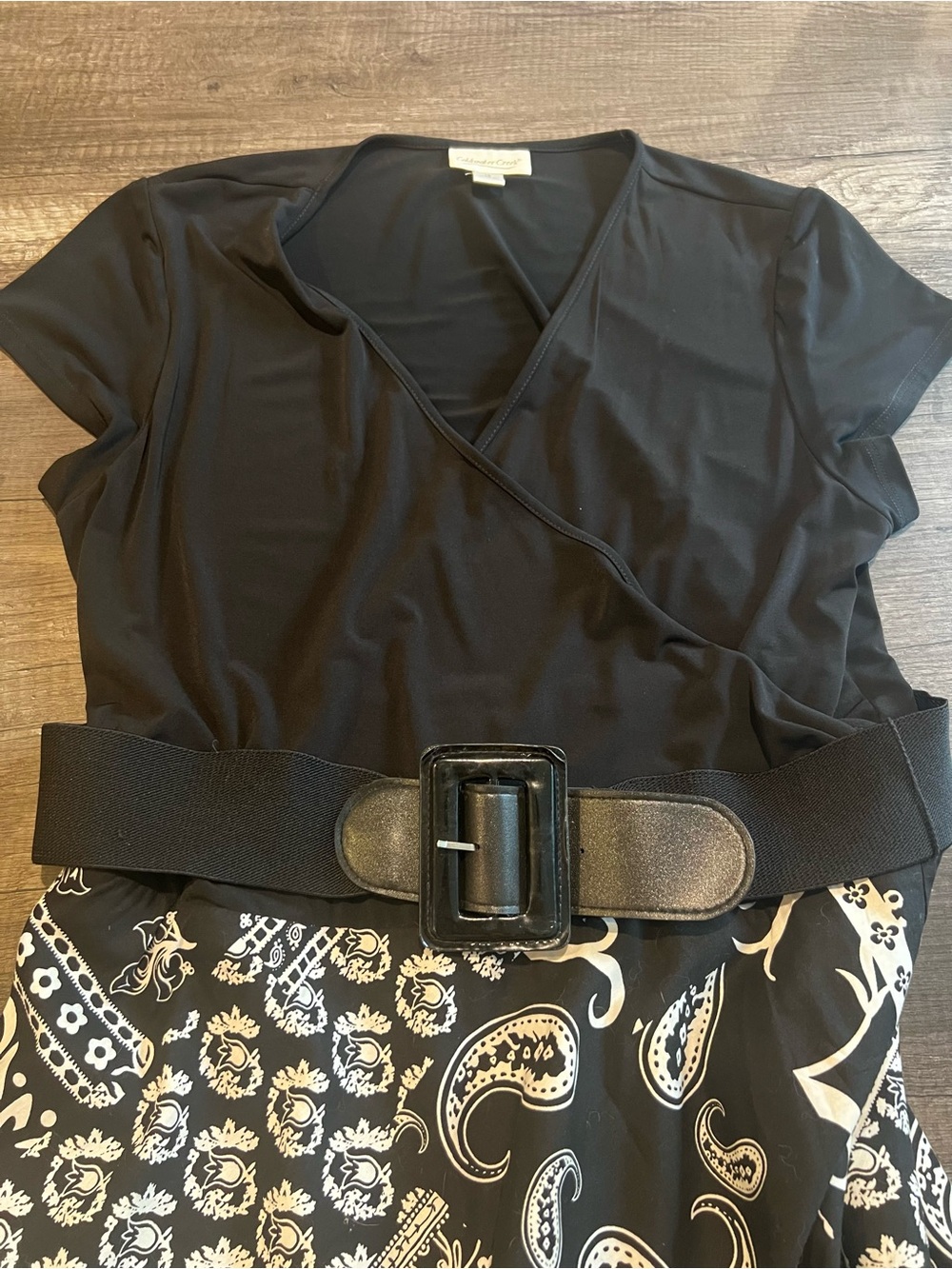 Black & White Paisley Wrap Dress | Belted | Elegant & Flattering